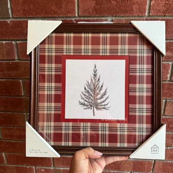TARGET HEARTH & HAND WITH MAGNOLIA VINTAGE RED PLAID TREE FRAMED WALL ART - Picture 1 of 4
